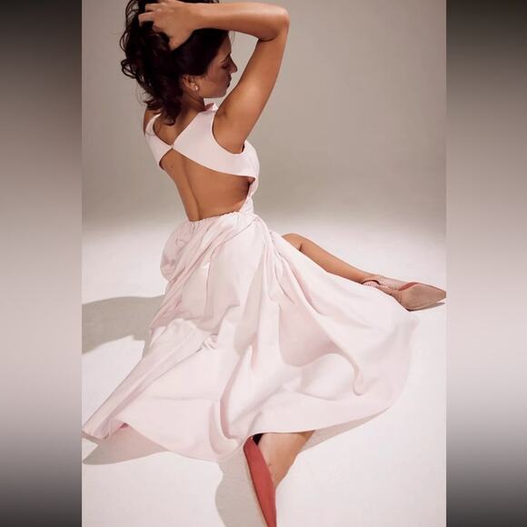 House Of CB Cindy Ballerina Pink Twill Midi Sundress Size XS US 2-4 - Picture 2 of 7